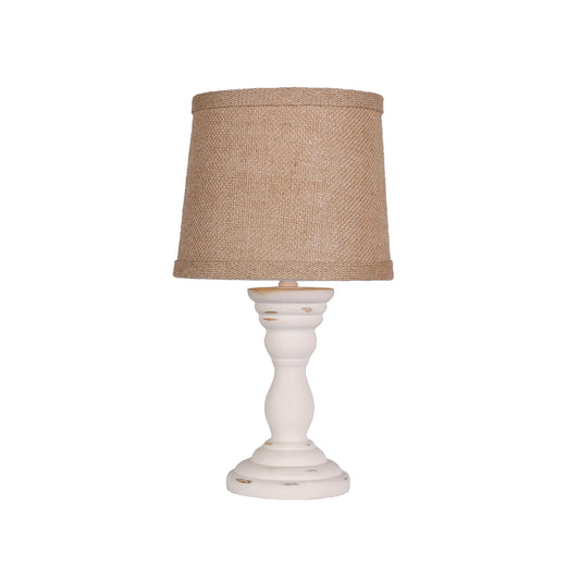 Distressed White Turned Base Accent Lamp By Homeroots | Table Lamps | Modishstore