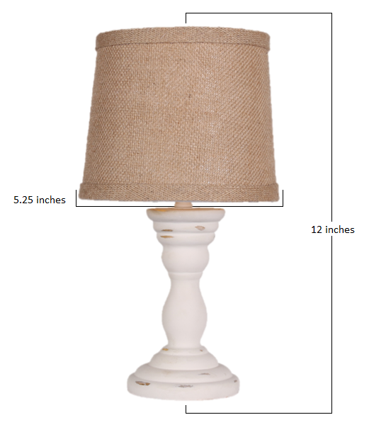 Distressed White Turned Base Accent Lamp By Homeroots | Table Lamps | Modishstore - 2