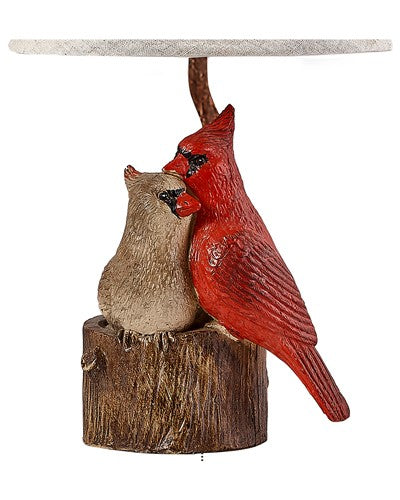 Two Red Cardinals Accent Lamp with White Shade By Homeroots | Table Lamps | Modishstore - 2
