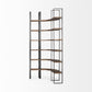 Curved Dark Brown Wood And Black Iron 6 Shelving Unit By Homeroots | Shelves & Shelving Units | Modishstore - 3