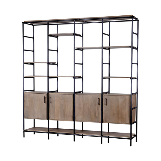 Medium Brown Wood and Metal Multi Shelves Shelving Unit By Homeroots | Shelves & Shelving Units | Modishstore
