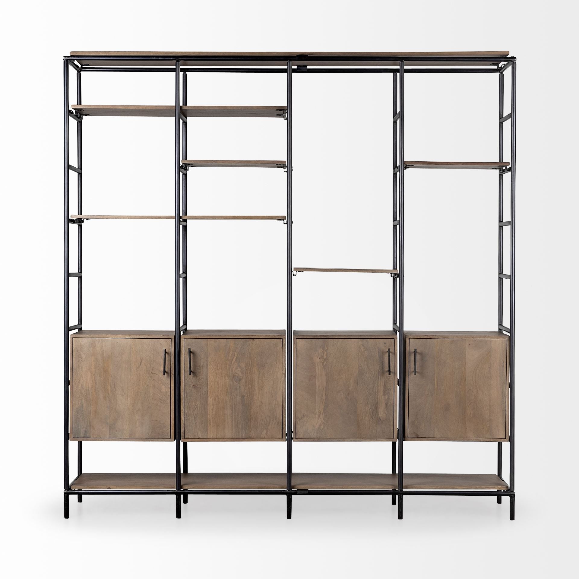 Medium Brown Wood and Metal Multi Shelves Shelving Unit By Homeroots | Shelves & Shelving Units | Modishstore - 2