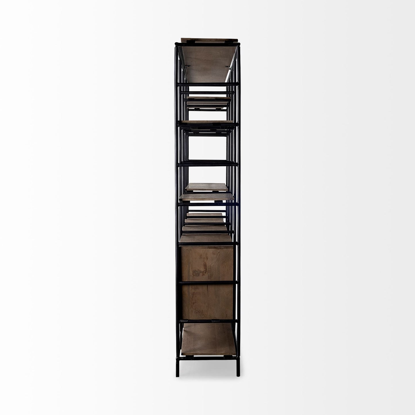Medium Brown Wood and Metal Multi Shelves Shelving Unit By Homeroots | Shelves & Shelving Units | Modishstore - 3