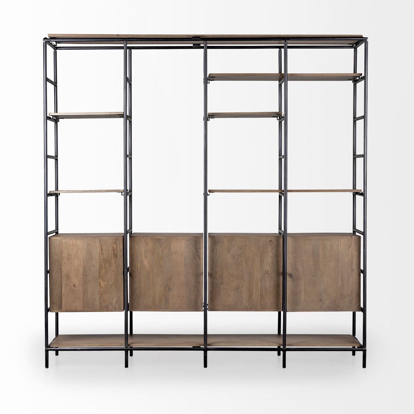 Medium Brown Wood and Metal Multi Shelves Shelving Unit By Homeroots | Shelves & Shelving Units | Modishstore - 4