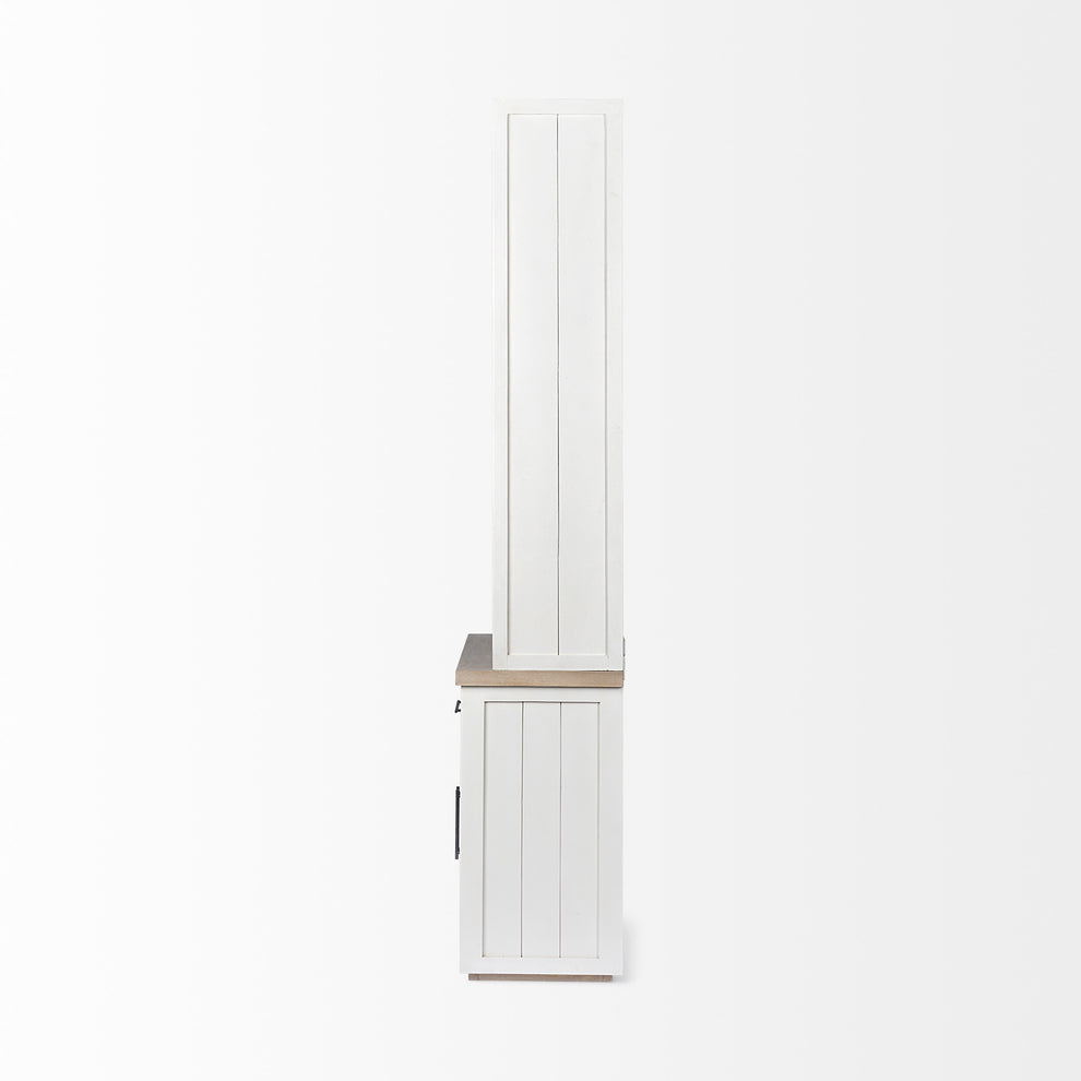 White and Medium Brown Wood Shelving Unit with 3 Shelves By Homeroots | Shelves & Shelving Units | Modishstore - 3