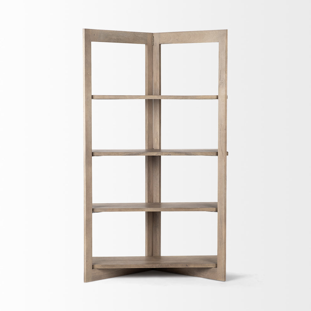 Light Brown Wood Shelving Unit with 4 Shelves By Homeroots | Shelves & Shelving Units | Modishstore - 2