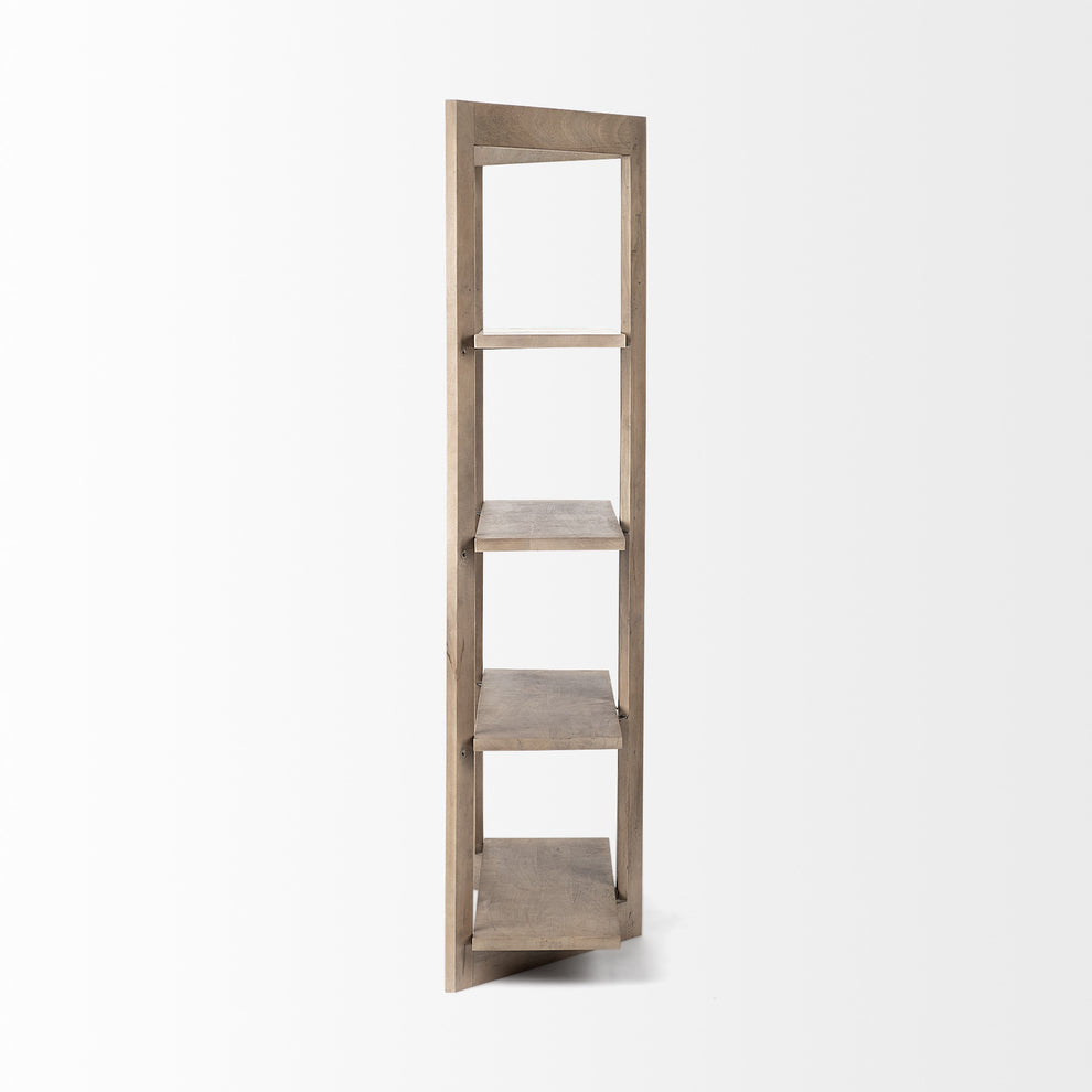 Light Brown Wood Shelving Unit with 4 Shelves By Homeroots | Shelves & Shelving Units | Modishstore - 3