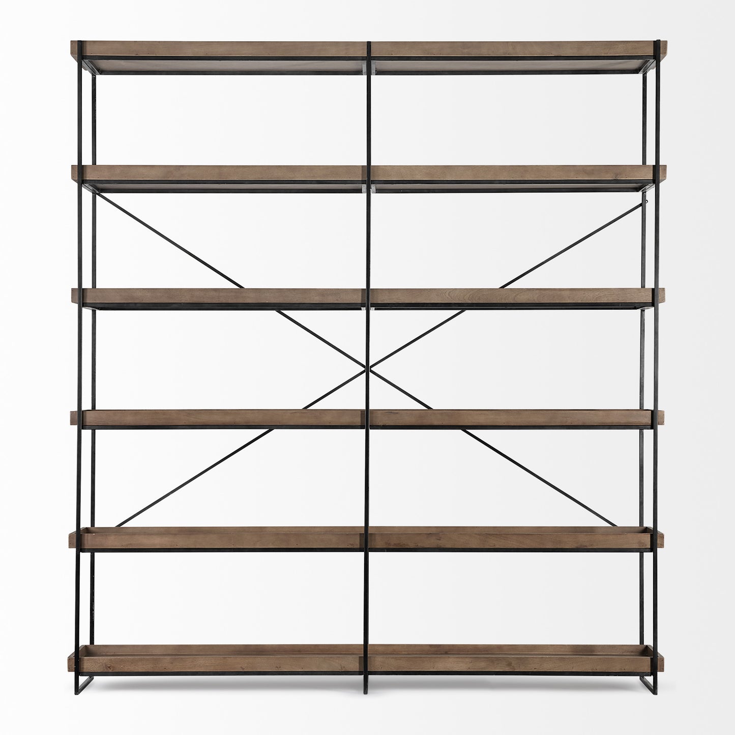 Medium Brown Wood and Iron Shelving Unit with 5 Tray Shelves By Homeroots | Shelves & Shelving Units | Modishstore - 3