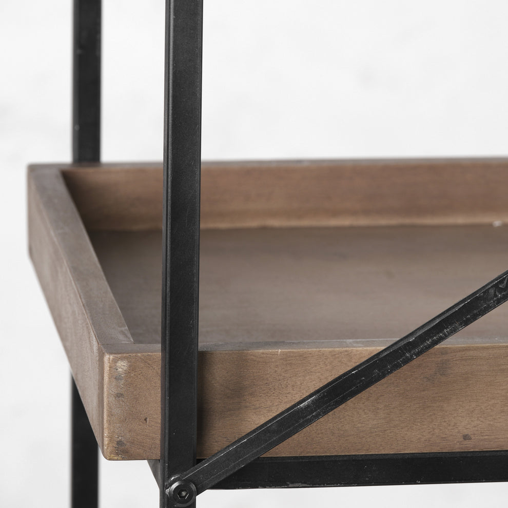 Medium Brown Wood and Iron Shelving Unit with 5 Tray Shelves By Homeroots | Shelves & Shelving Units | Modishstore - 6