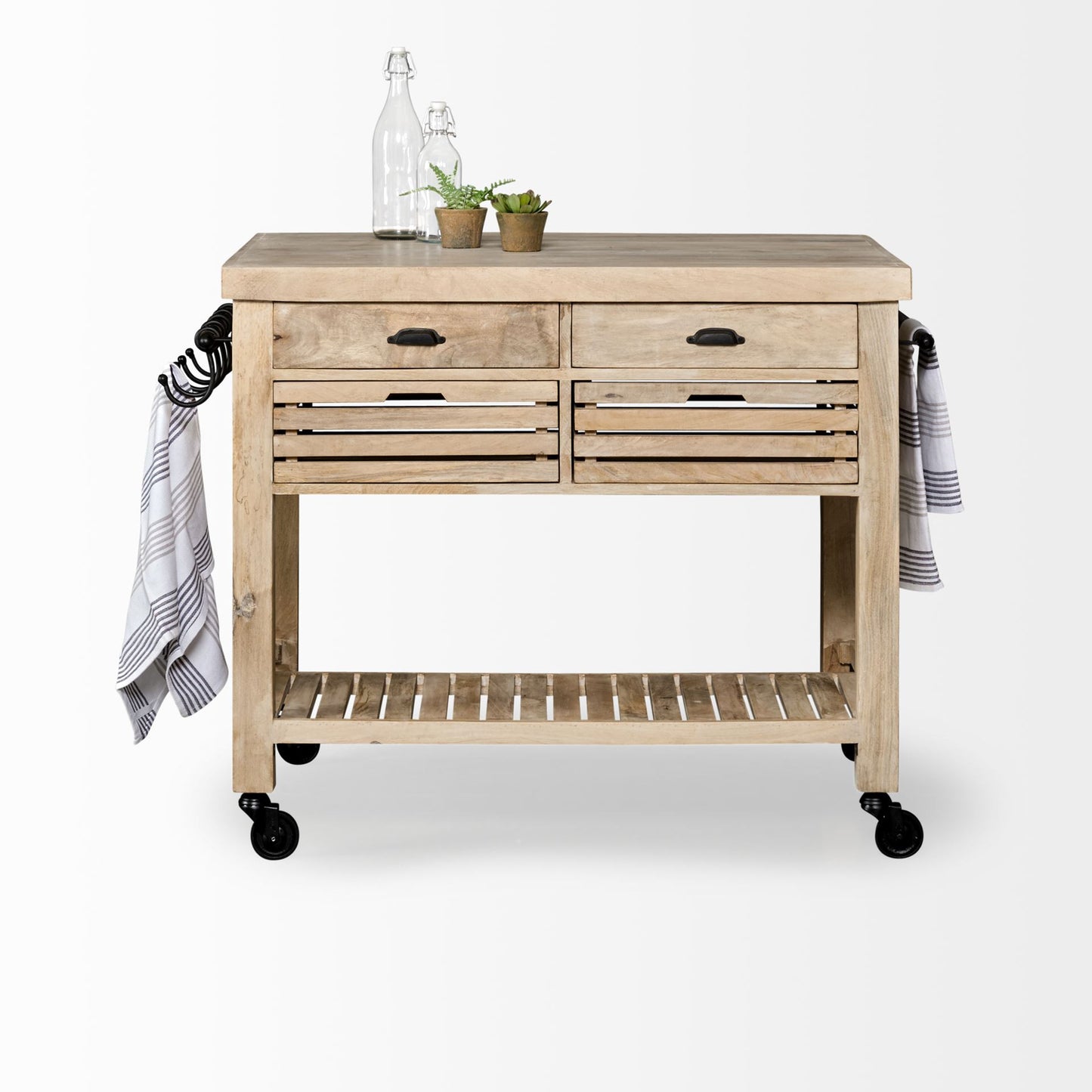 Modern Farmhouse Rolling Kitchen Island Or Bar Cart By Homeroots | Bar Carts | Modishstore