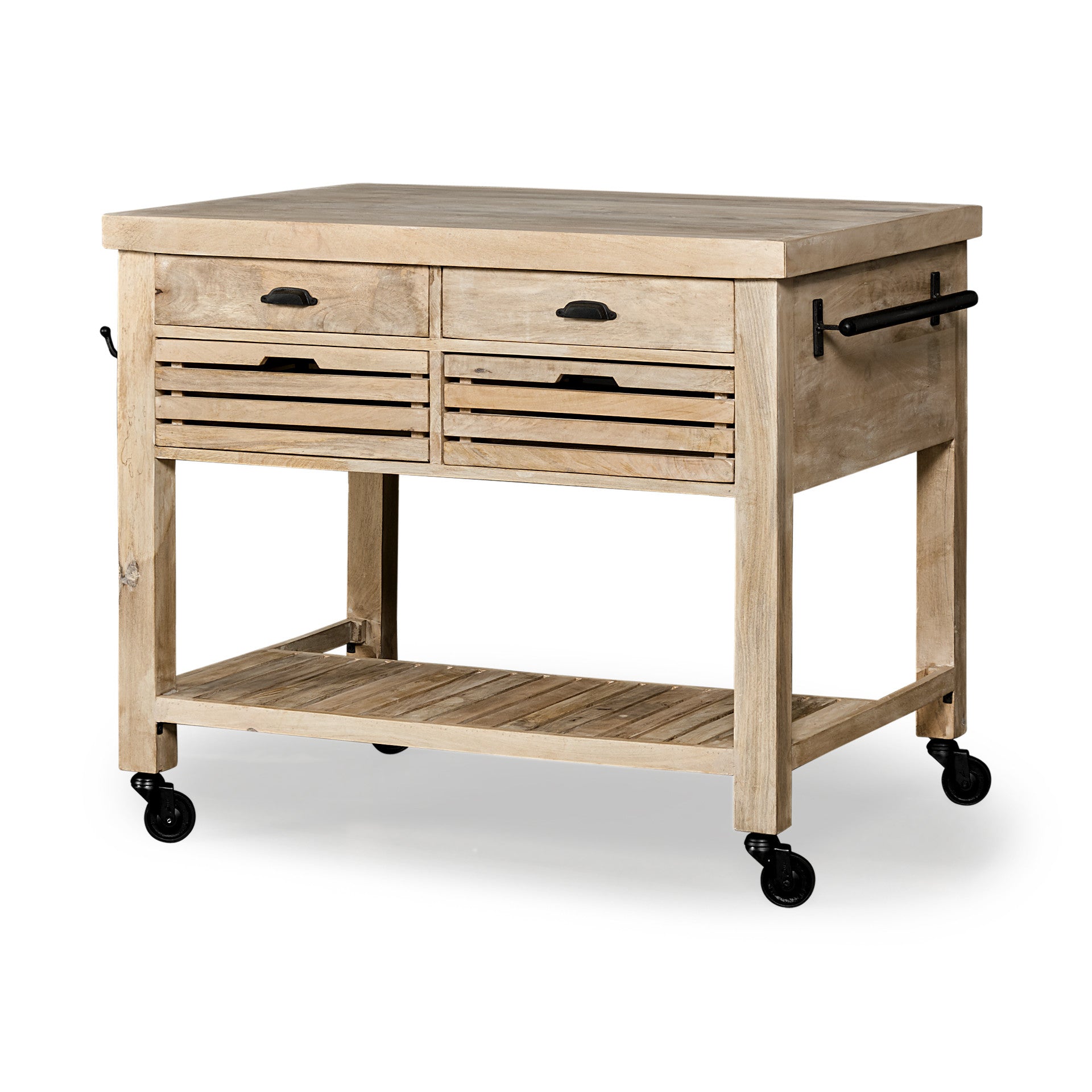 Modern Farmhouse Rolling Kitchen Island Or Bar Cart By Homeroots | Bar Carts | Modishstore - 2