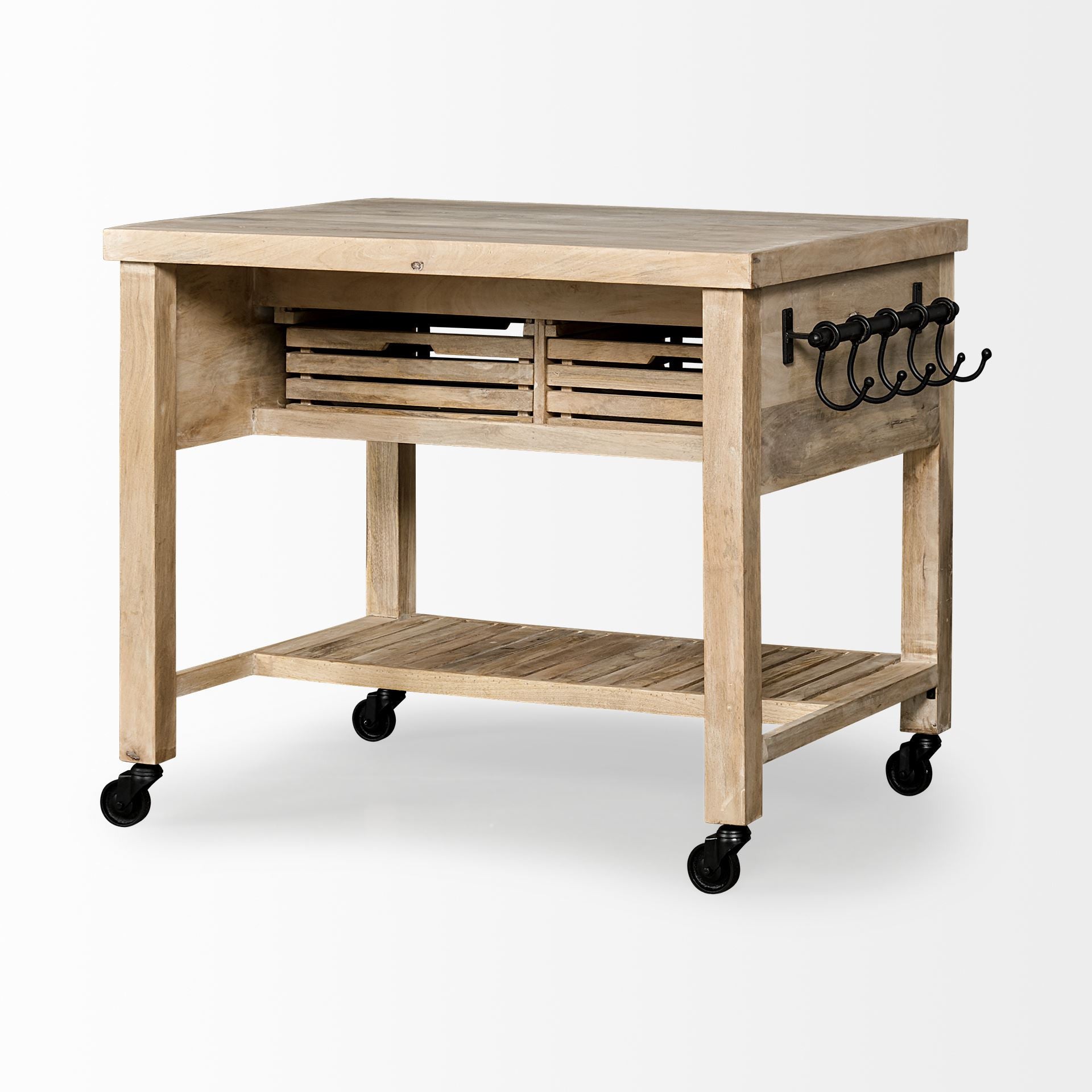Modern Farmhouse Rolling Kitchen Island Or Bar Cart By Homeroots | Bar Carts | Modishstore - 6