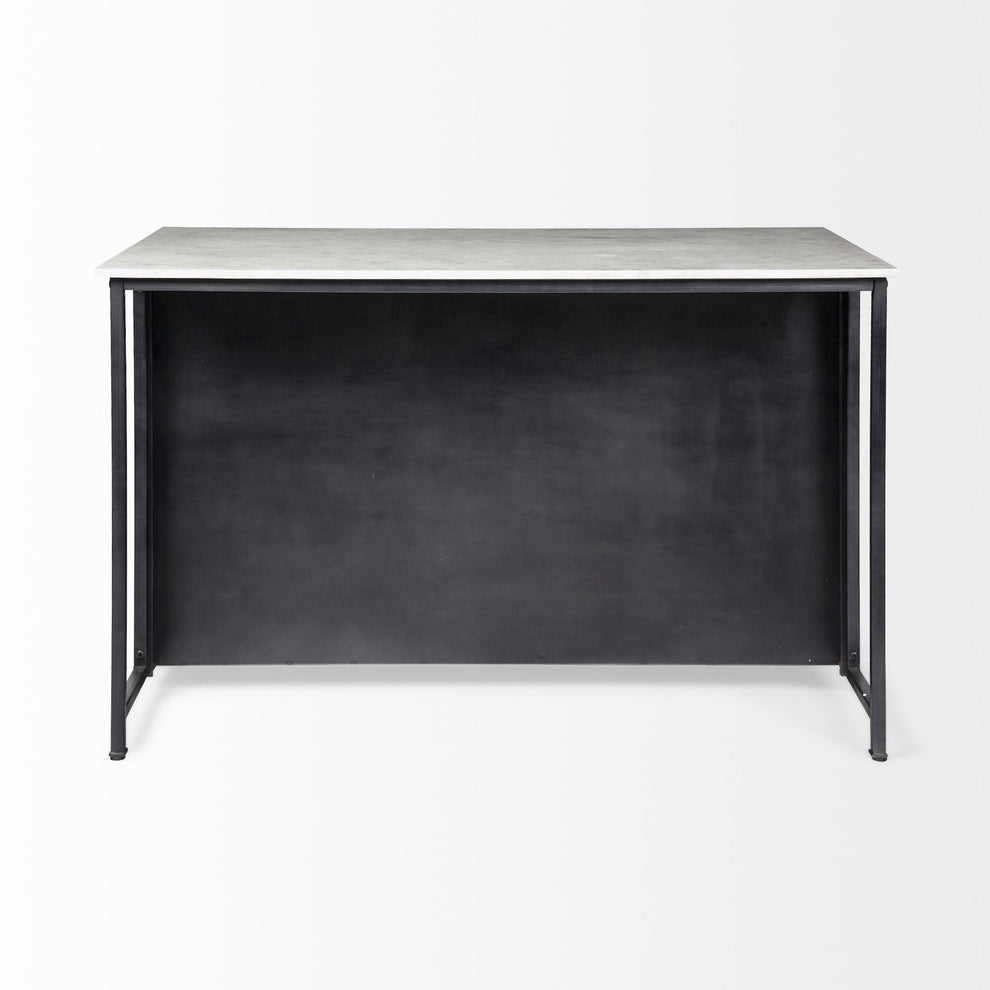 Solid Iron Black Body White Marble Top Kitchen Island With 4 Drawer By Homeroots | Bar Carts | Modishstore - 5