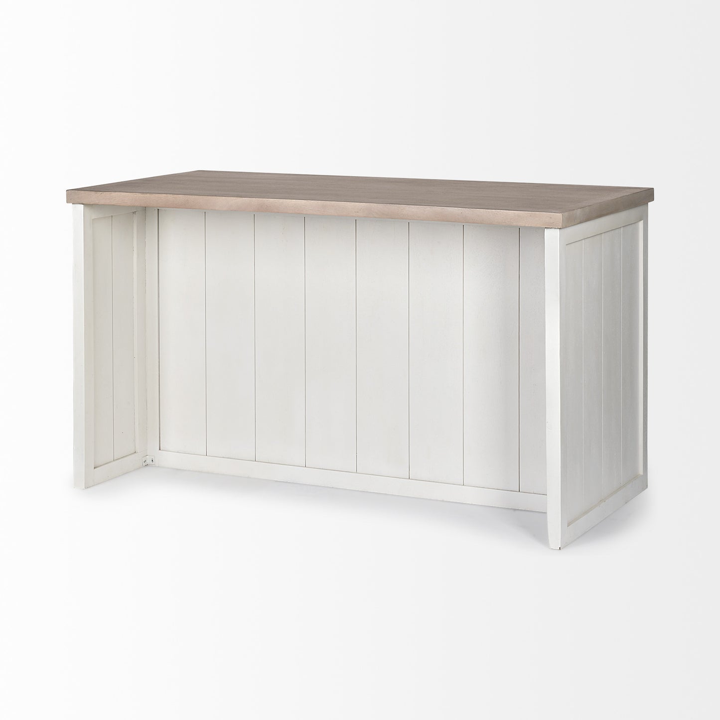 White And Brown Two Tone Wooden Kitchen Island With 3 Drawers By Homeroots | Bar Carts | Modishstore - 5