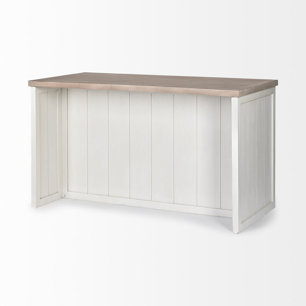 White And Brown Two Tone Wooden Kitchen Island With 3 Drawers By Homeroots | Bar Carts | Modishstore - 5