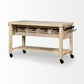 Light Brown Body Kitchen Island With Black Iron Knobs Rolling By Homeroots | Bar Carts | Modishstore - 6
