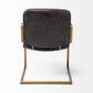 Black Leather Seat Accent Chair with Brass Frame By Homeroots