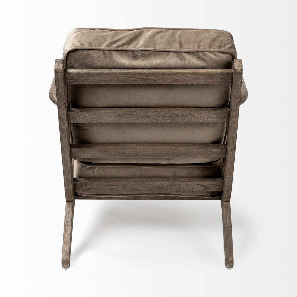 Olive Velvet Accent Chair with Covered Wooden Frame By Homeroots | Accent Chairs | Modishstore - 4
