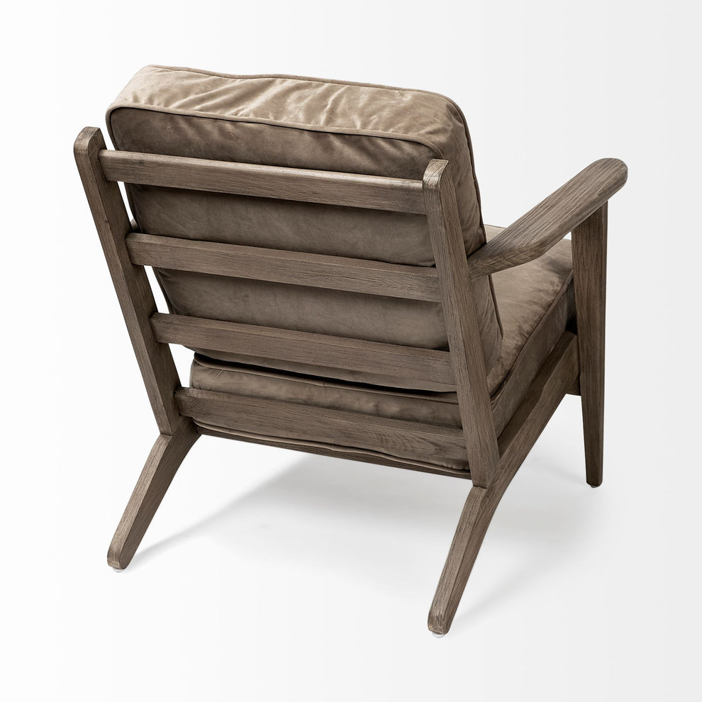 Olive Velvet Accent Chair with Covered Wooden Frame By Homeroots | Accent Chairs | Modishstore - 5