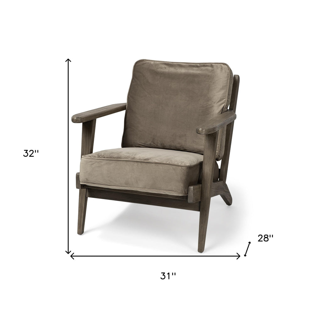 Olive Velvet Accent Chair with Covered Wooden Frame By Homeroots | Accent Chairs | Modishstore - 8