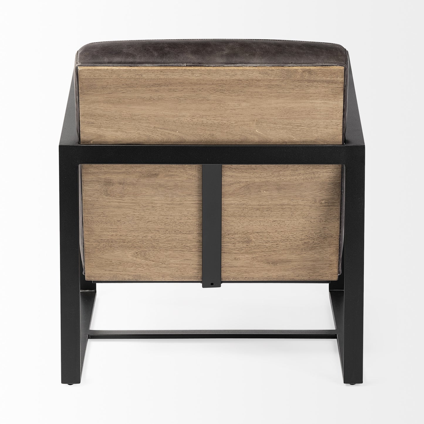 Ebony Genuine Leather Wrapped Accent Chair with Metal Frame By Homeroots | Accent Chairs | Modishstore - 4