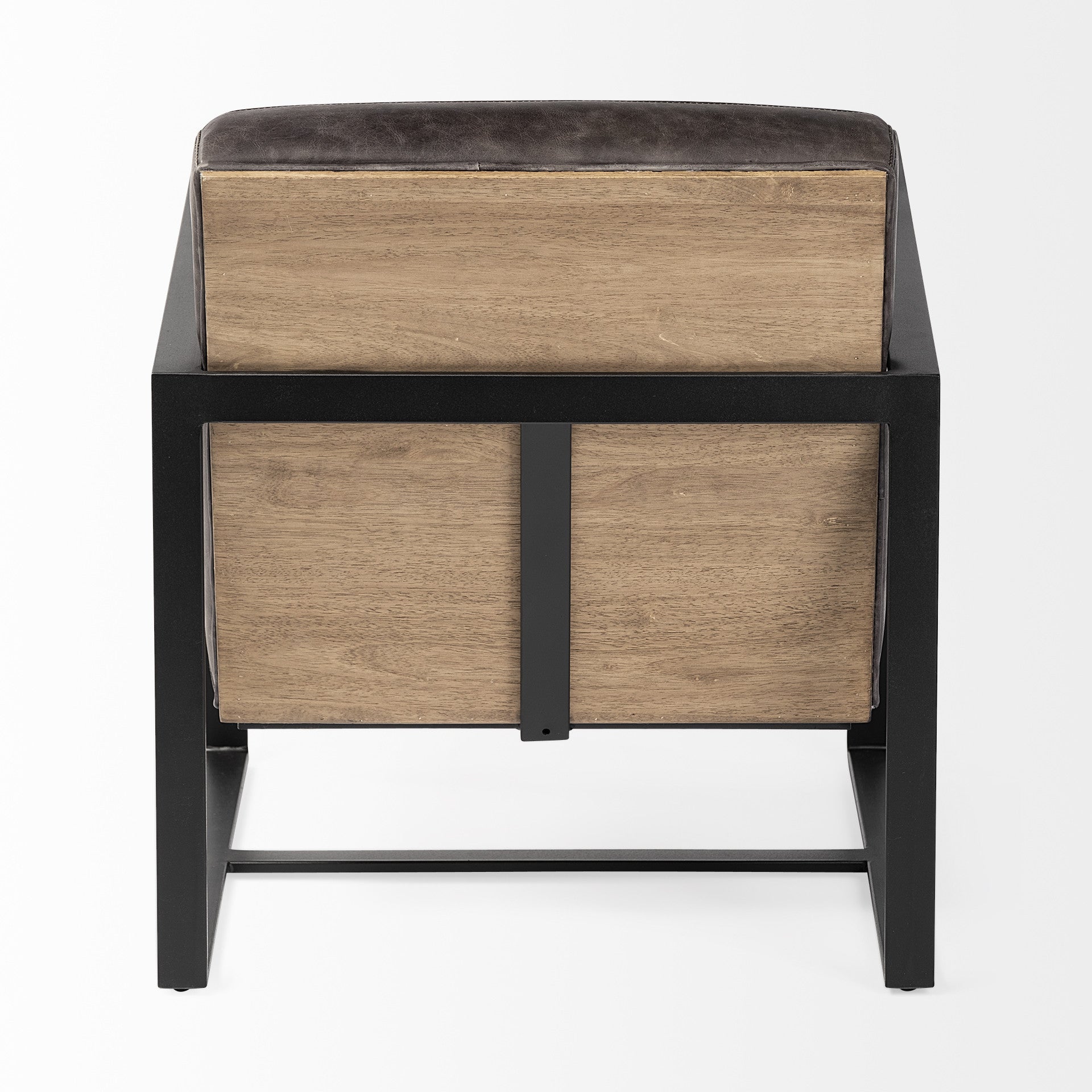 Ebony Genuine Leather Wrapped Accent Chair with Metal Frame By Homeroots | Accent Chairs | Modishstore - 4