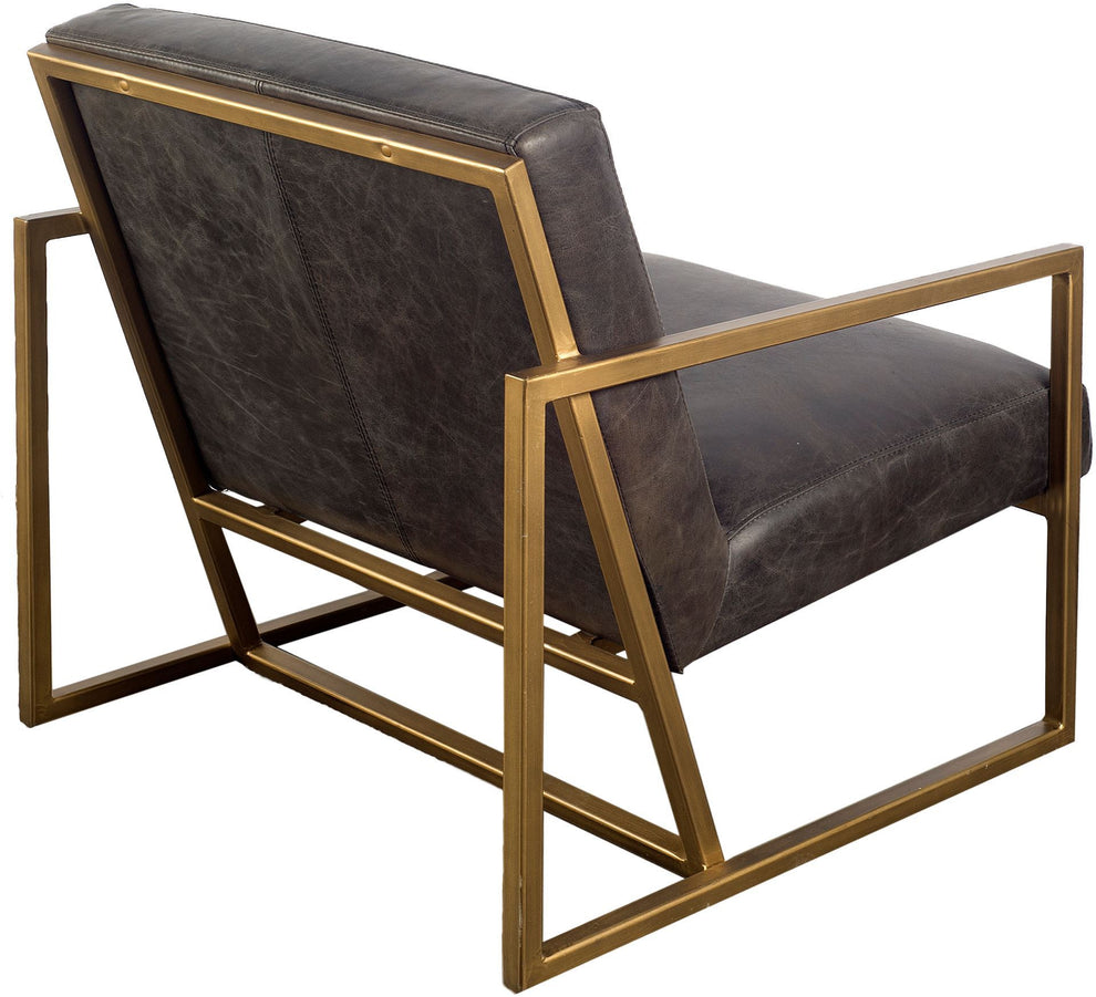 Black Leather Seat Accent Chair with Gold Metal Frame By Homeroots | Accent Chairs | Modishstore - 3