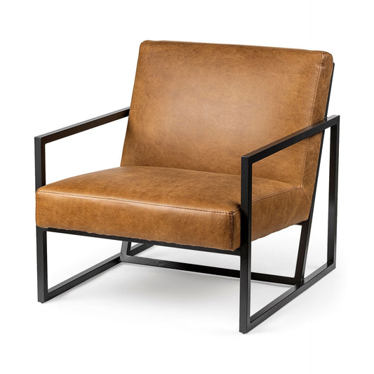 Modern Caramel Leather Accent Armchair By Homeroots