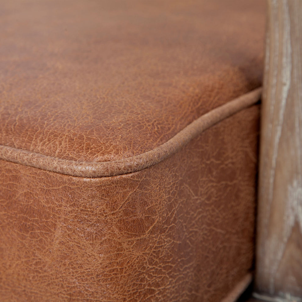 Brown Leather Seat Accent Chair with Off White Fabric By Homeroots | Accent Chairs | Modishstore - 6