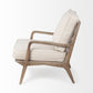 Off White Fabric Seat Accent Chair with Ash Wood Frame By Homeroots