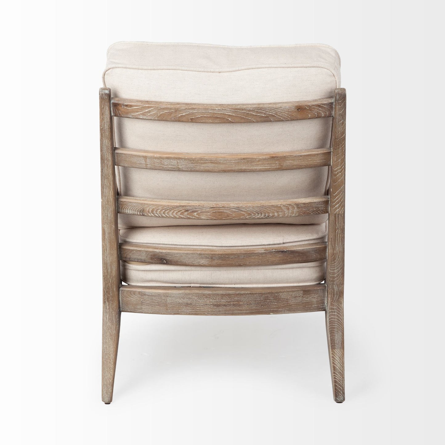 Off White Fabric Seat Accent Chair with Ash Wood Frame By Homeroots
