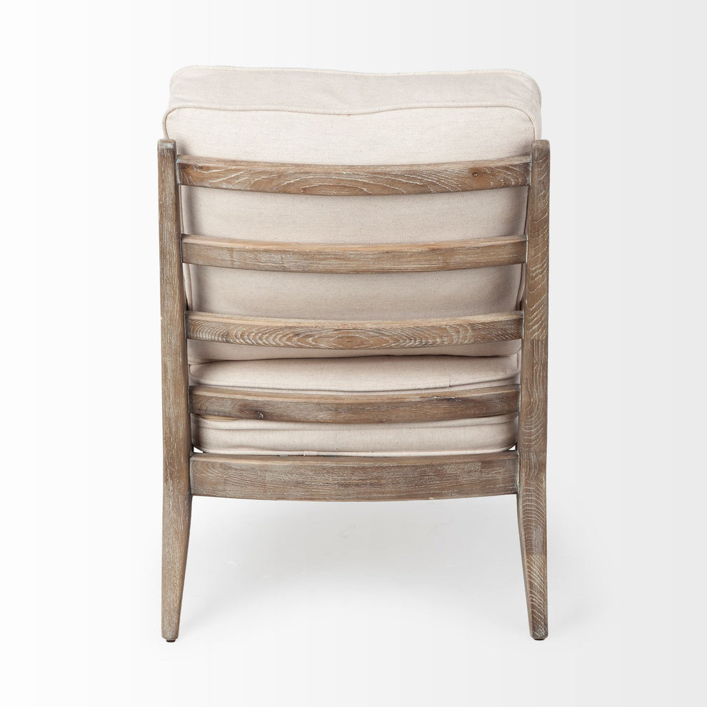 Off White Fabric Seat Accent Chair with Ash Wood Frame By Homeroots | Accent Chairs | Modishstore - 4