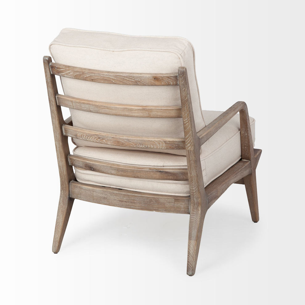 Off White Fabric Seat Accent Chair with Ash Wood Frame By Homeroots | Accent Chairs | Modishstore - 5
