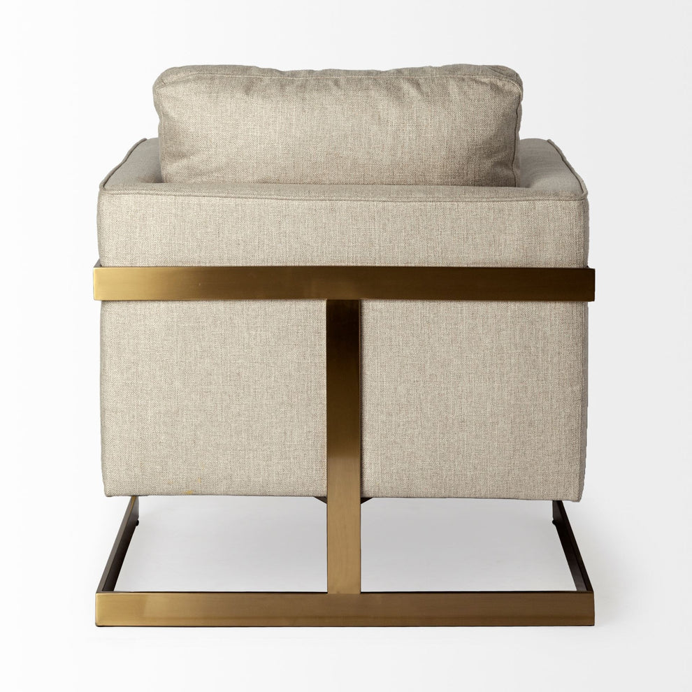 Cream Poly Linen Seat Accent Chair with Gold Stainless Steel Frame By Homeroots | Accent Chairs | Modishstore - 4