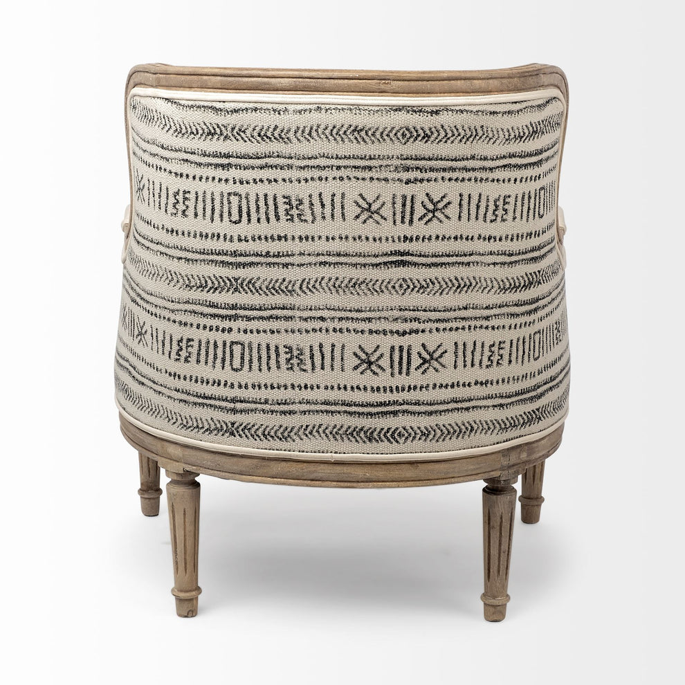 Elizabeth Cream Fabric Seat Accent Chair with Wooden Base Detailed Back By Homeroots | Accent Chairs | Modishstore - 4
