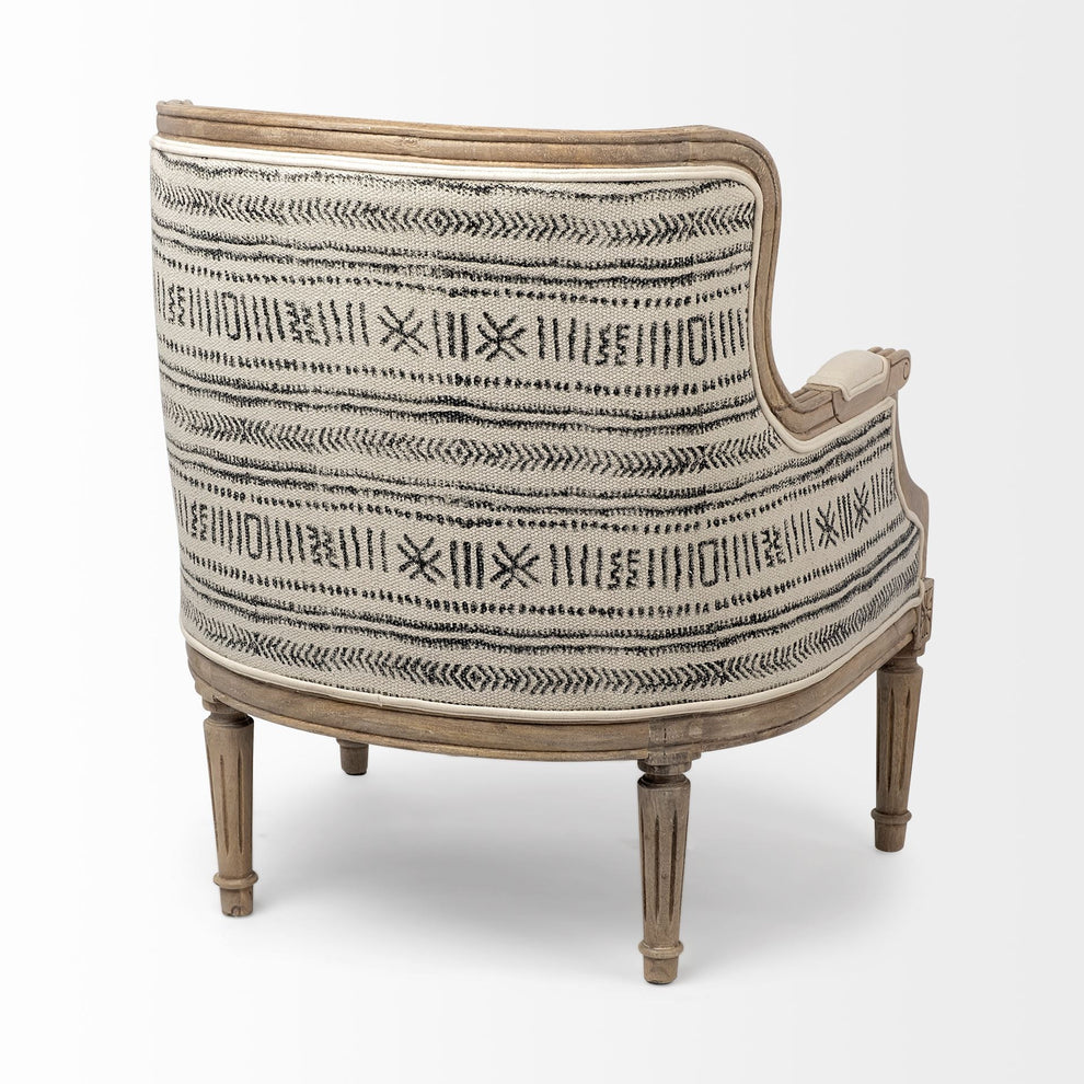 Elizabeth Cream Fabric Seat Accent Chair with Wooden Base Detailed Back By Homeroots | Accent Chairs | Modishstore - 5