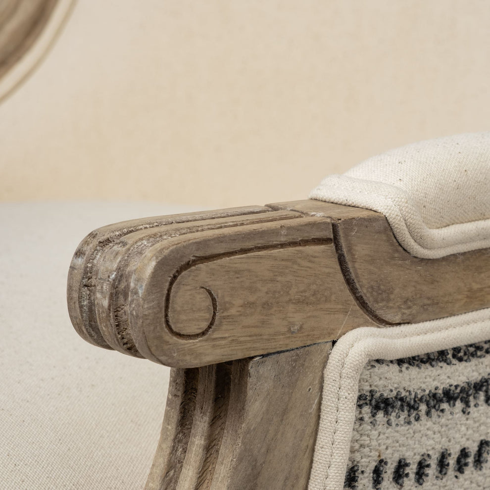 Elizabeth Cream Fabric Seat Accent Chair with Wooden Base Detailed Back By Homeroots | Accent Chairs | Modishstore - 6