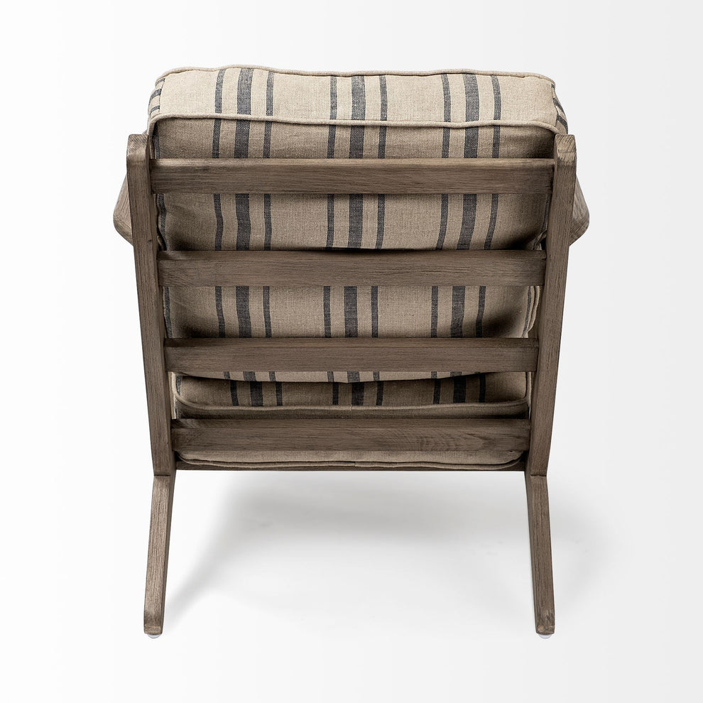 Striped Light Brown Fabric Wrapped Accent Chair with Wooden Frame By Homeroots | Accent Chairs | Modishstore - 4