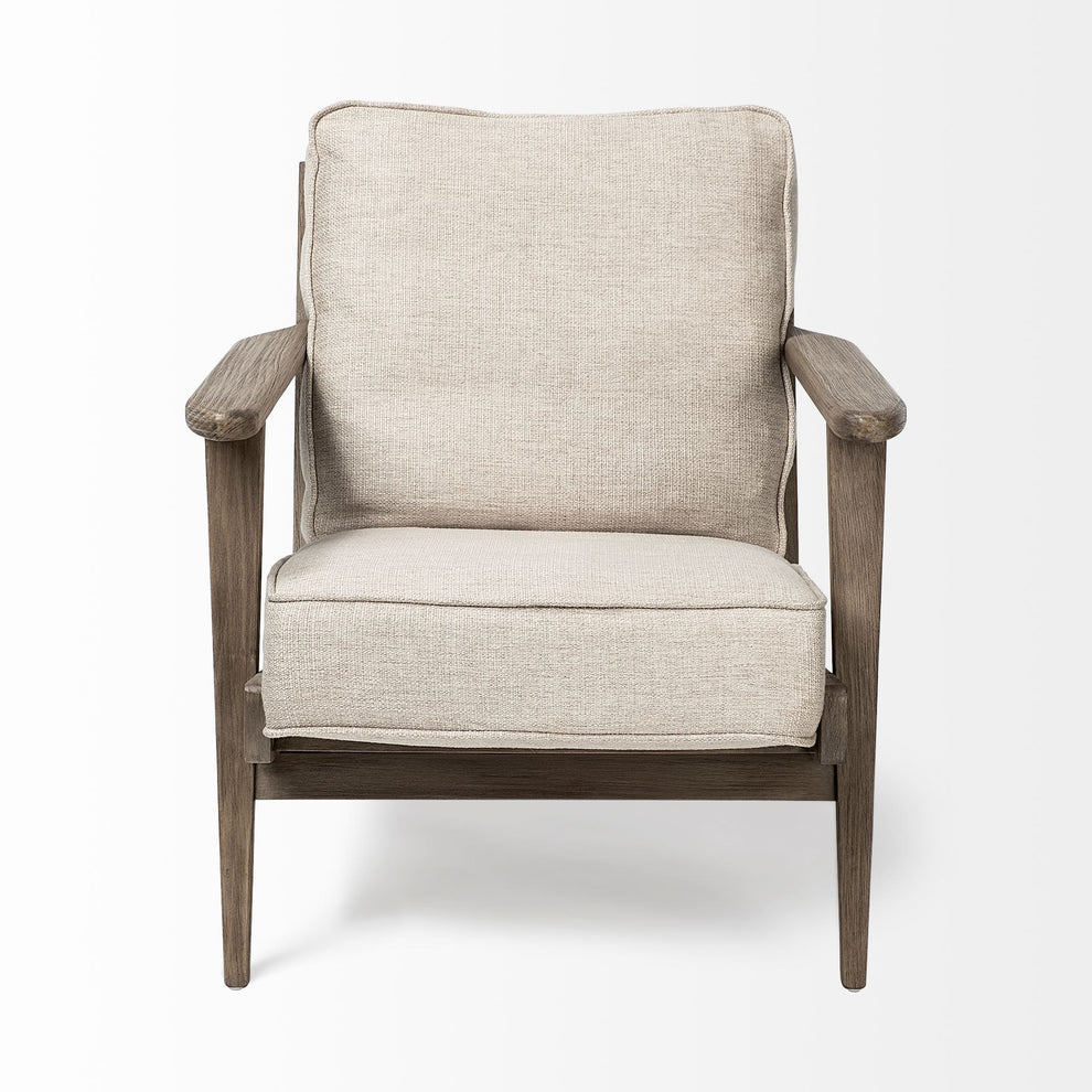 Cream Fabric Wrapped Accent Chair with Wooden Frame By Homeroots | Accent Chairs | Modishstore - 2