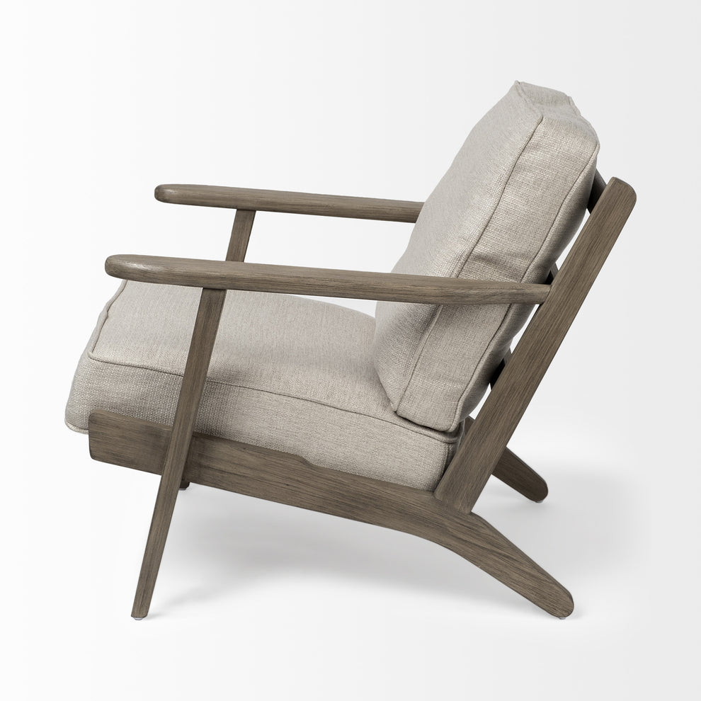 Cream Fabric Wrapped Accent Chair with Wooden Frame By Homeroots | Accent Chairs | Modishstore - 3