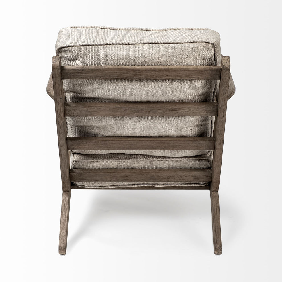 Cream Fabric Wrapped Accent Chair with Wooden Frame By Homeroots | Accent Chairs | Modishstore - 4