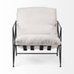 Cream Upholstered Padded Seat Accent Chair with Black Metal Frame By Homeroots