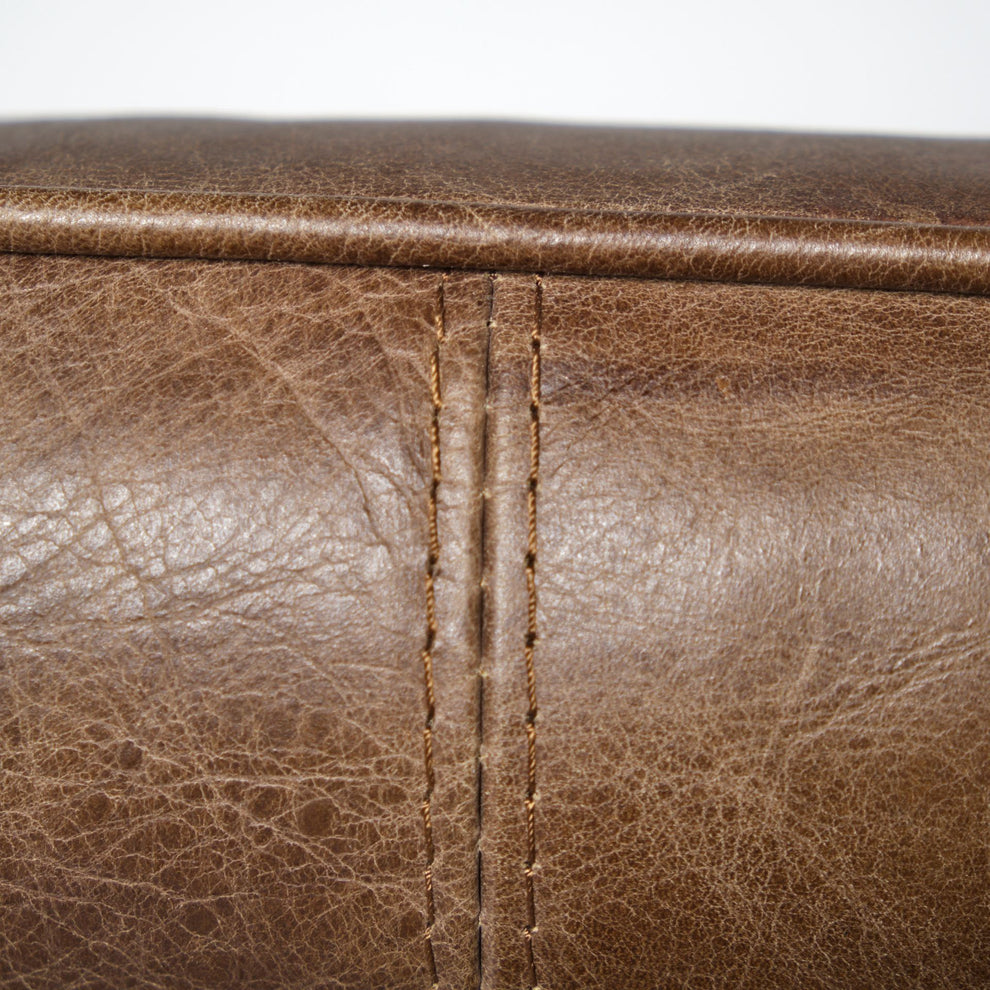 Medium Brown Leather Cushion Seat Accent Chair Solid Iron Base By Homeroots | Accent Chairs | Modishstore - 6