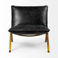 Black Leather Cushion Seat Accent Chair with Solid Iron Base By Homeroots