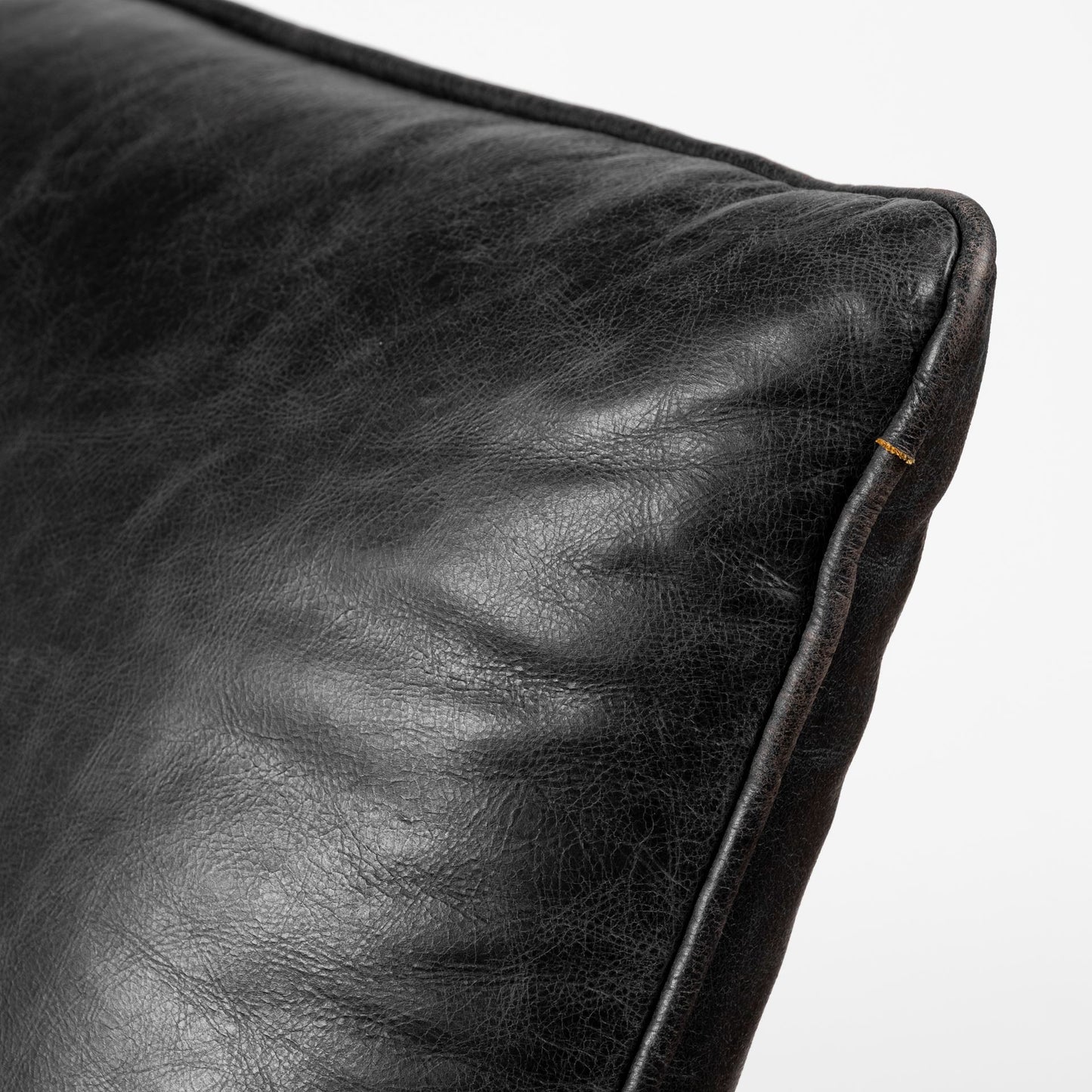 Black Leather Cushion Seat Accent Chair with Solid Iron Base By Homeroots