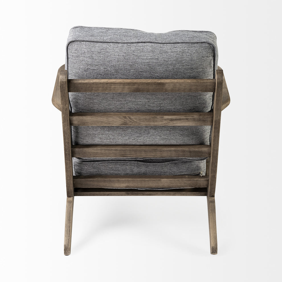Grey Fabric Wrapped Medium Brown Accent Chair with Wooden Frame By Homeroots | Accent Chairs | Modishstore - 4