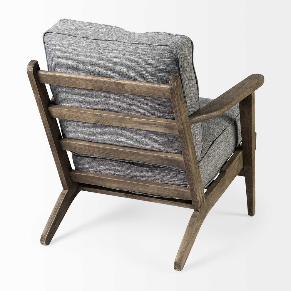 Grey Fabric Wrapped Medium Brown Accent Chair with Wooden Frame By Homeroots | Accent Chairs | Modishstore - 5