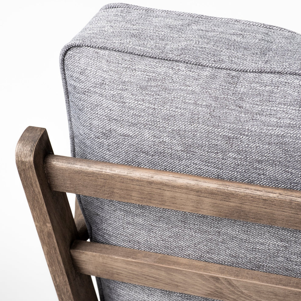 Grey Fabric Wrapped Medium Brown Accent Chair with Wooden Frame By Homeroots | Accent Chairs | Modishstore - 6
