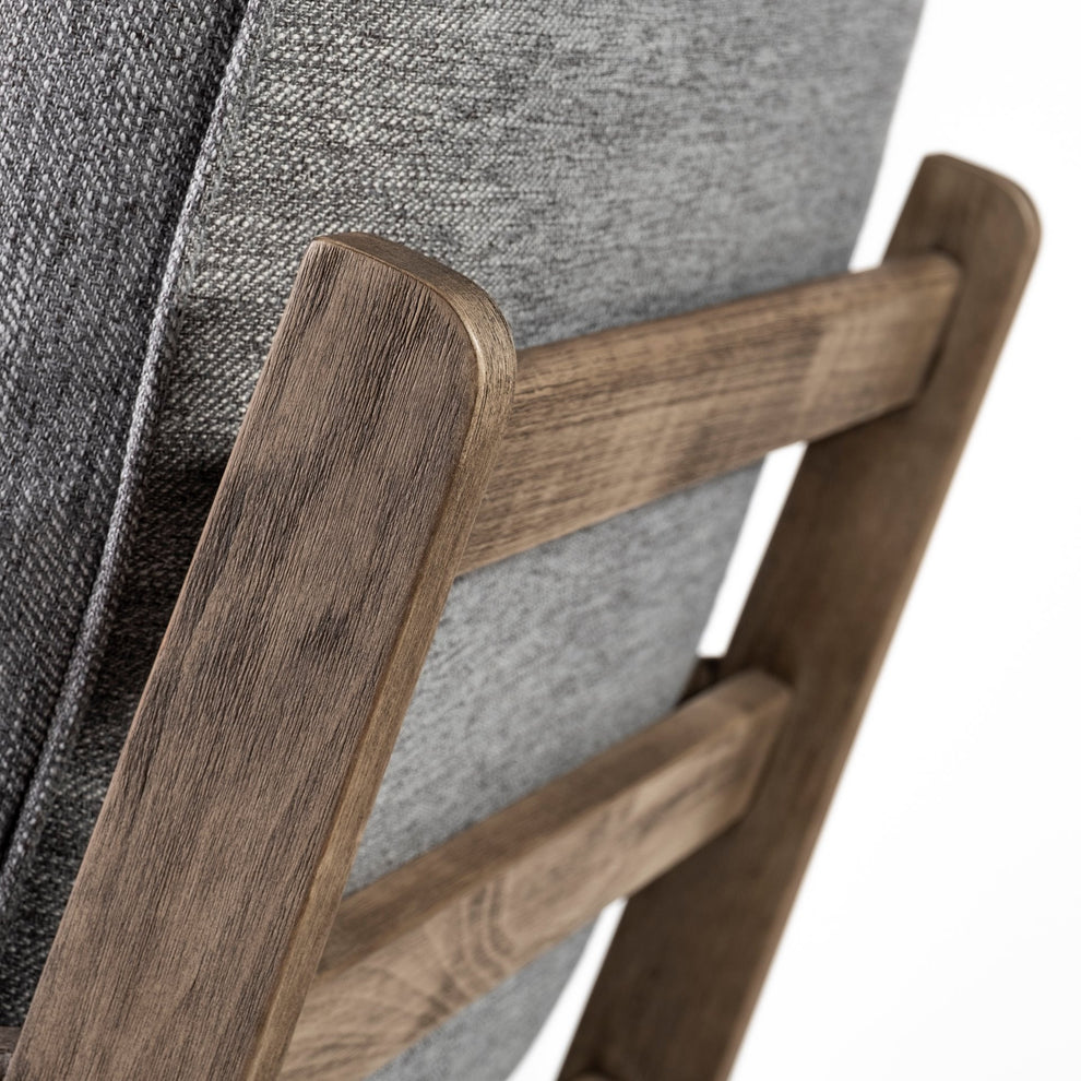 Grey Fabric Wrapped Medium Brown Accent Chair with Wooden Frame By Homeroots | Accent Chairs | Modishstore - 7