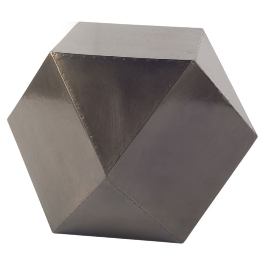 Black Iron Plated End Table with Nail Head Detail Hexagonal By Homeroots